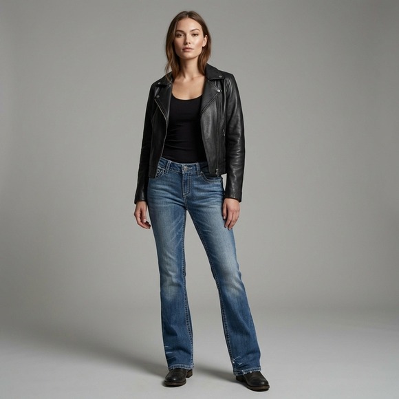 Harley-Davidson Denim - Harley Davidson Womens 6P Blue Embellished Bootcut Jeans Thick Stitch Bling